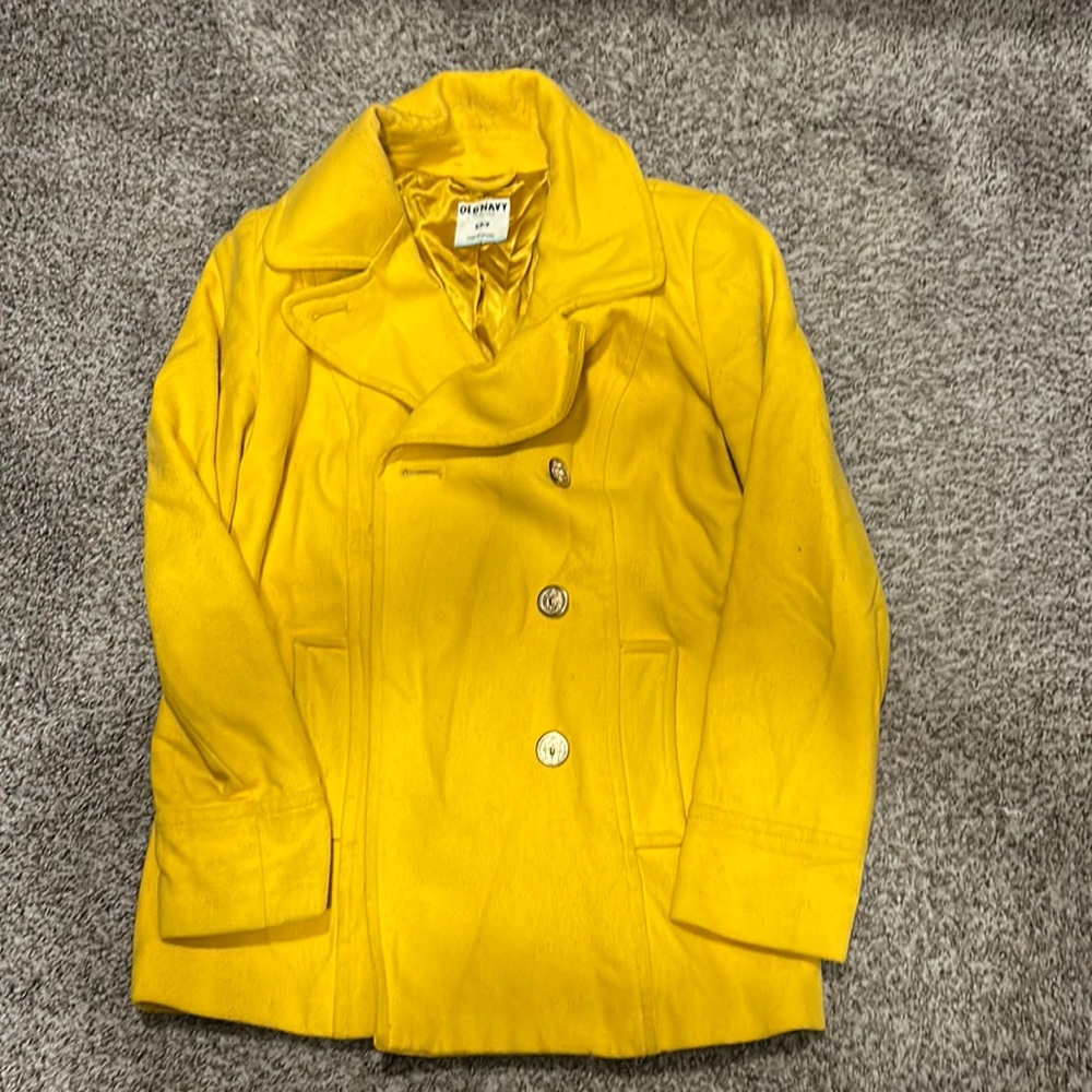 Mustard yellow pea coat